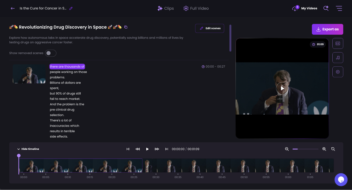 Editing timeline