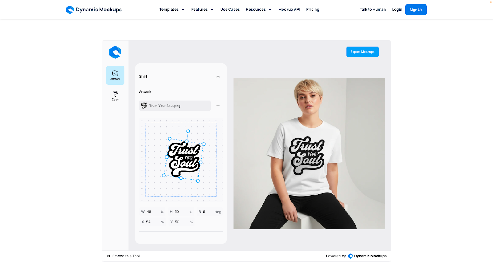 Embeddable mockup editor