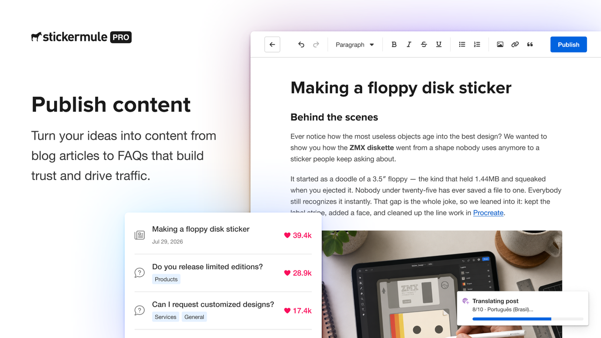 Blog post editor interface