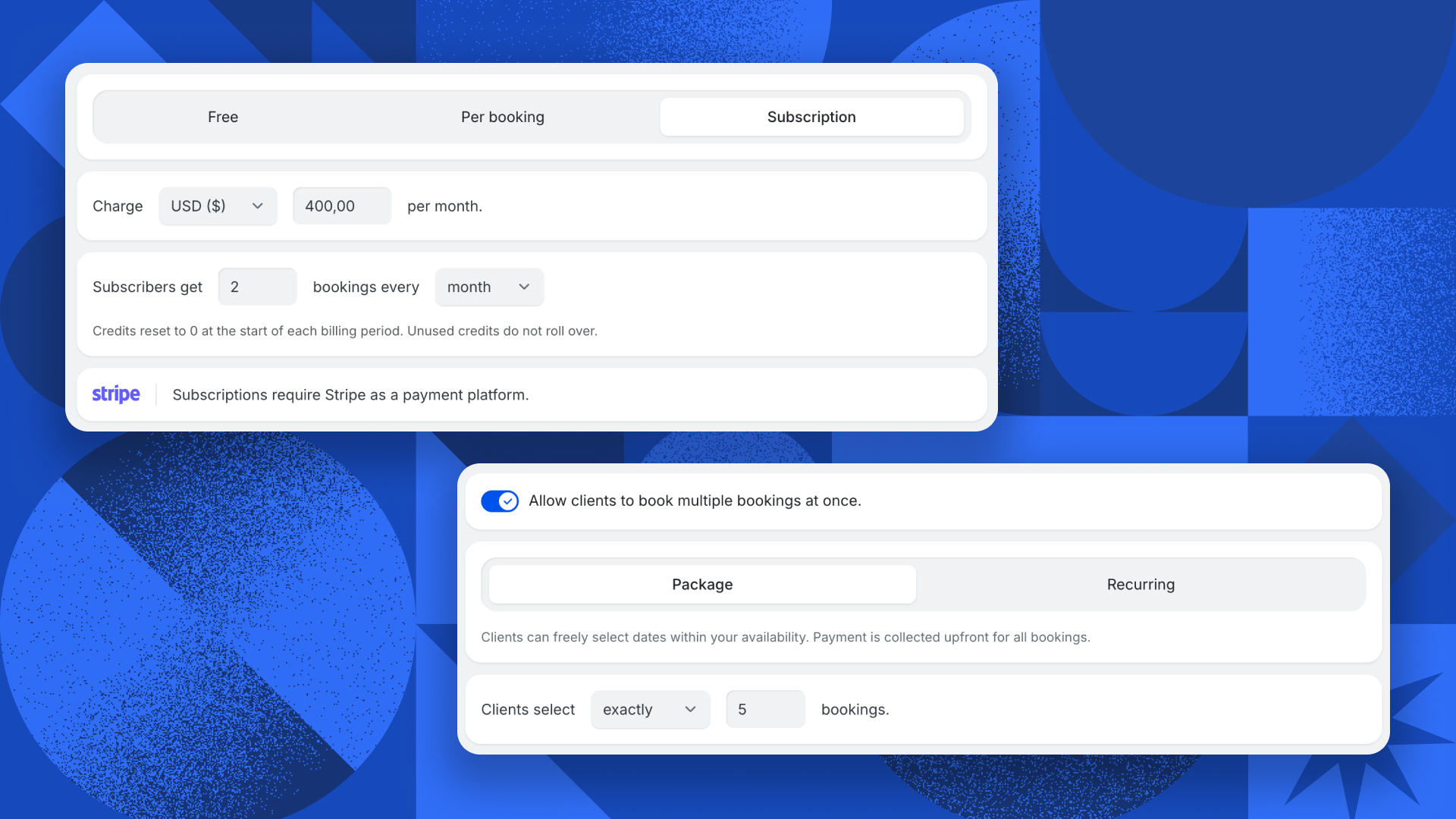 Booking page builder