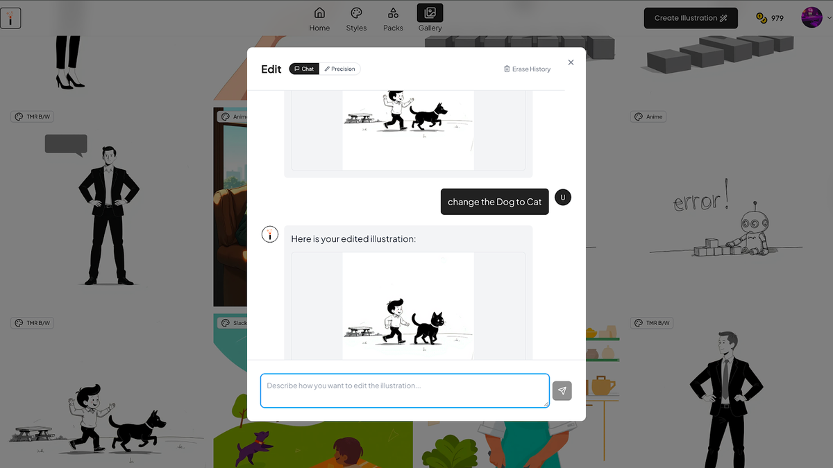 Edit illustrations with prompts