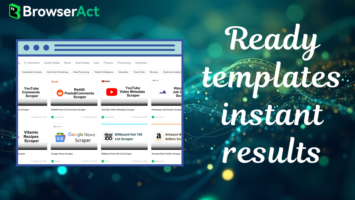 BrowserAct template library for common scraping jobs