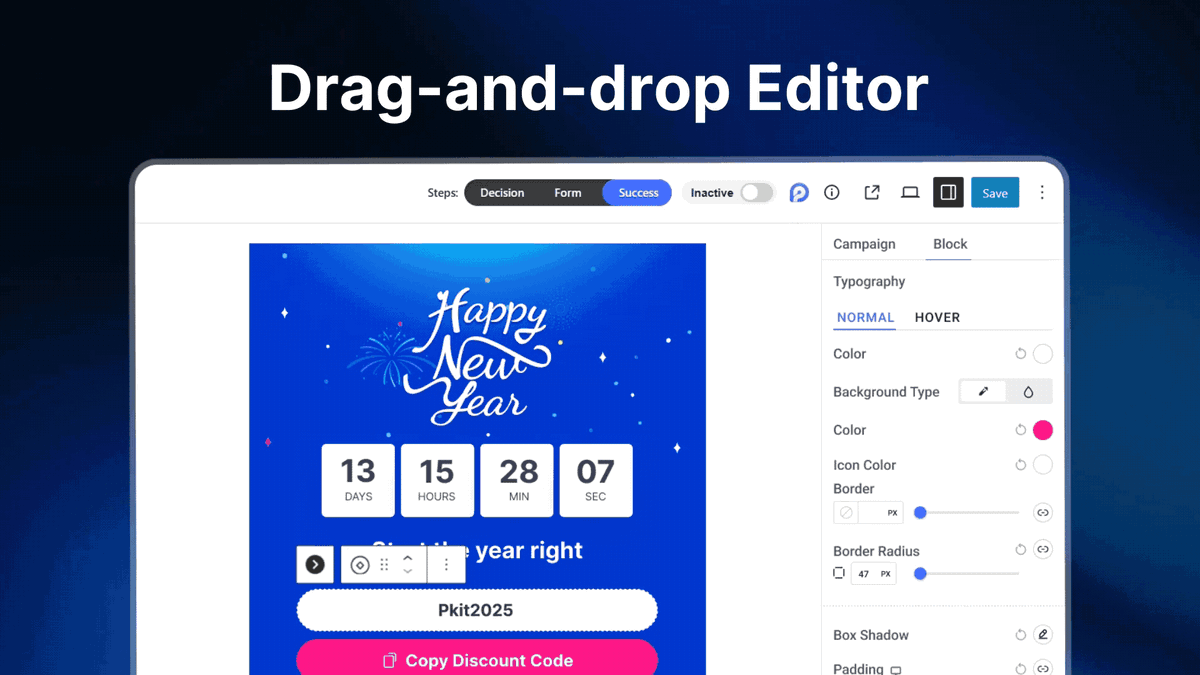 Design pop-ups without leaving WordPress
