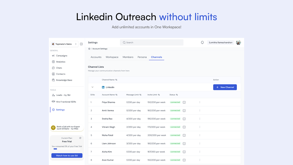Scale with unlimited LinkedIn accounts