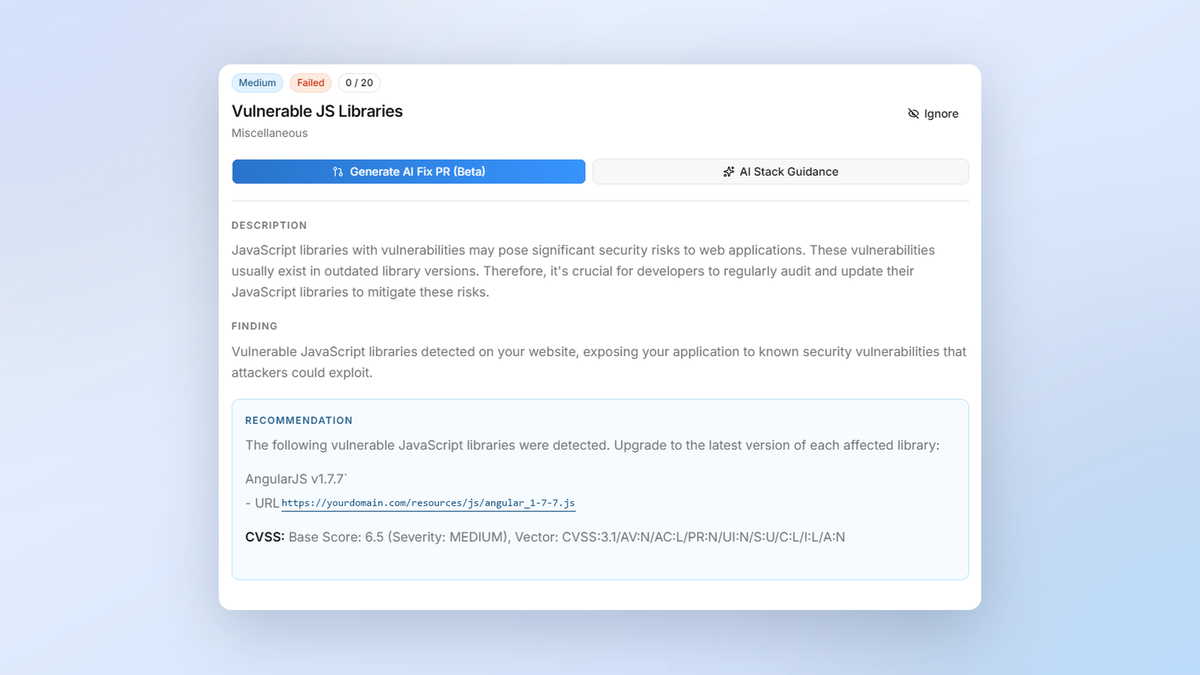 Vulnerable JS libraries
