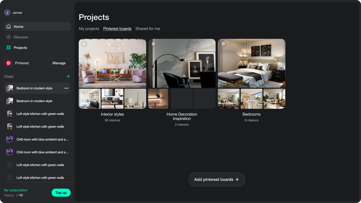 Organize projects with Pinterest boards 