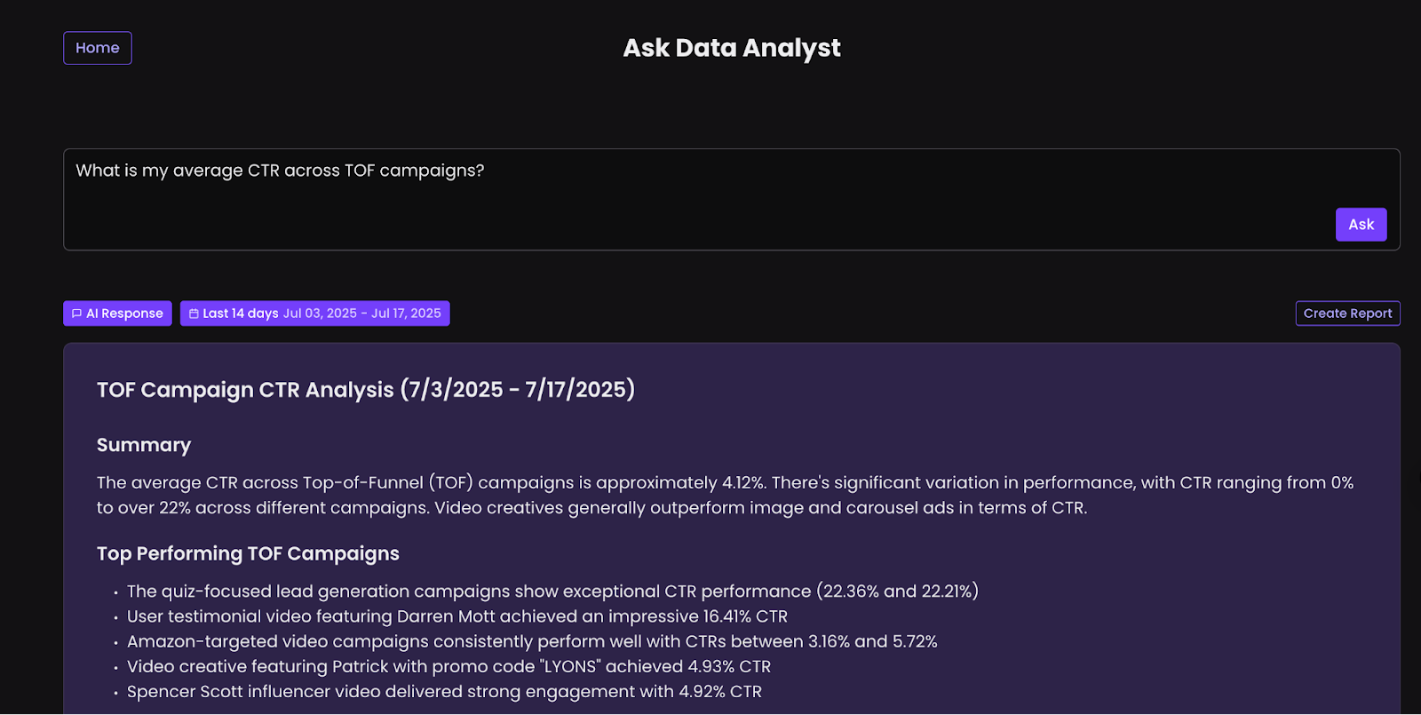 Internal campaign analysis