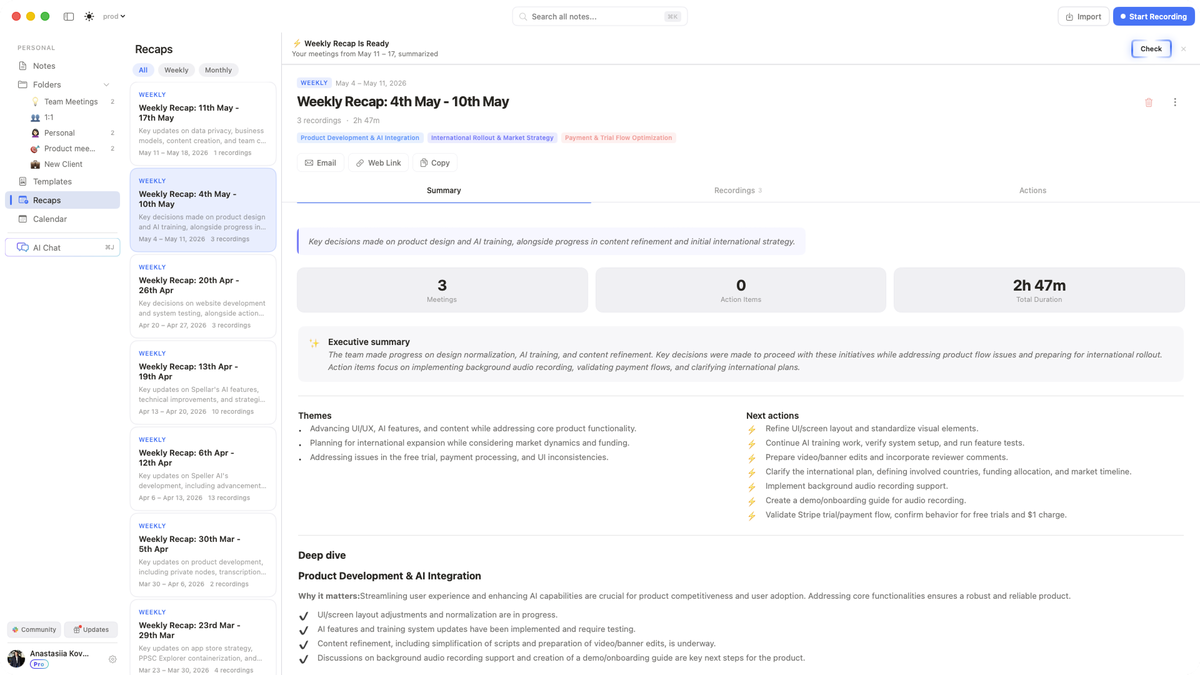 Stay on top of meetings with scheduled recaps