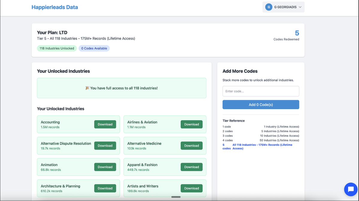 Target any industry across 156 verticals
