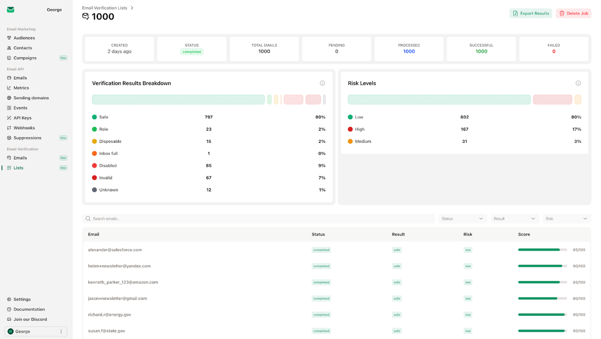 Verify emails in bulk