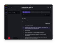 Recordings with transcript timeline thumbnail