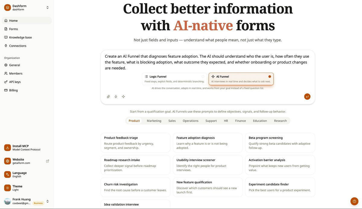 AI-native forms and AI Funnel