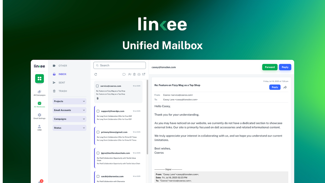 Send emails from a unified inbox