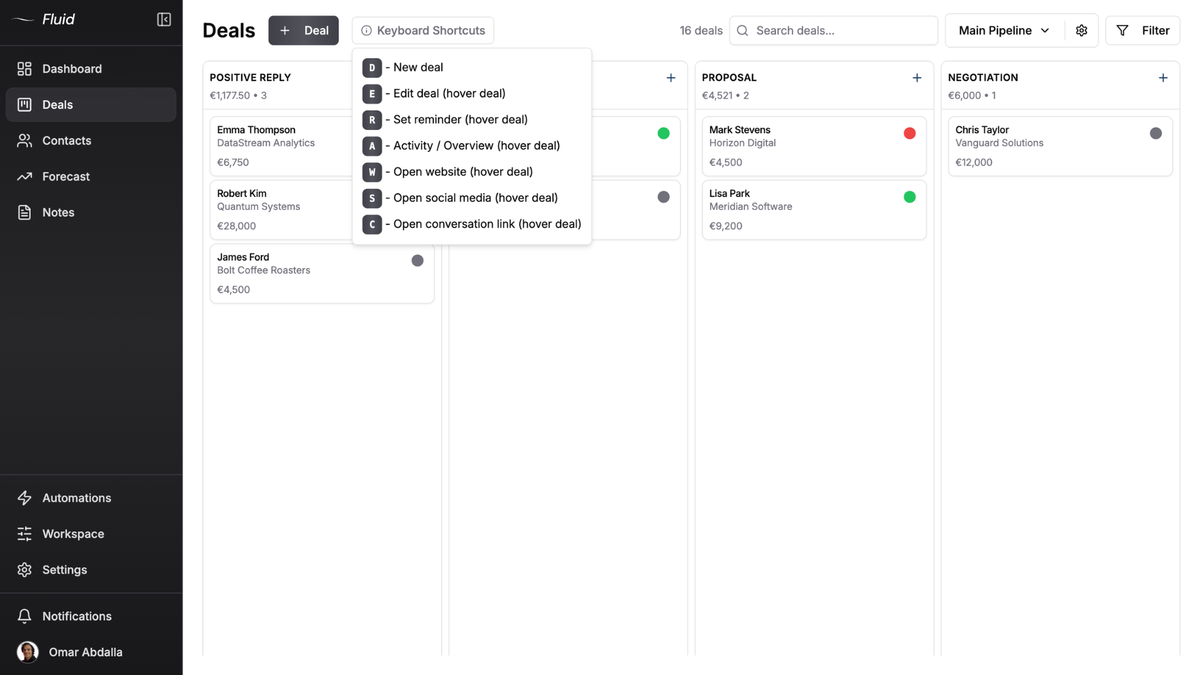 Manage your deals and pipeline management