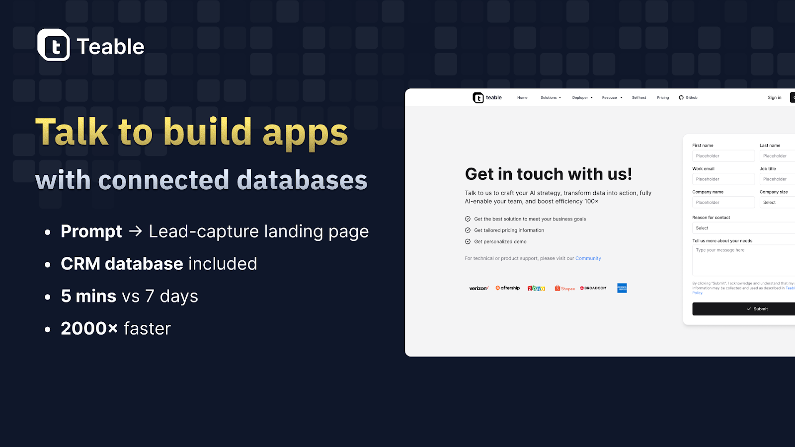 Teable Live App Builder β build client-facing web applications from database no-code developer-free