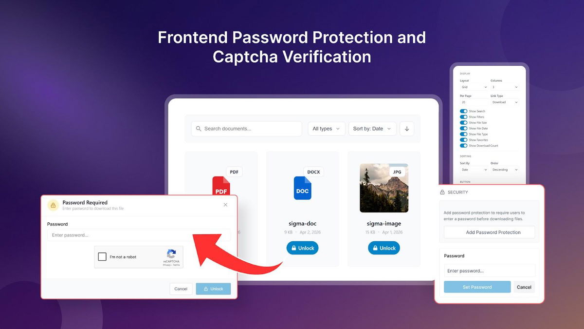 Password protection and captcha