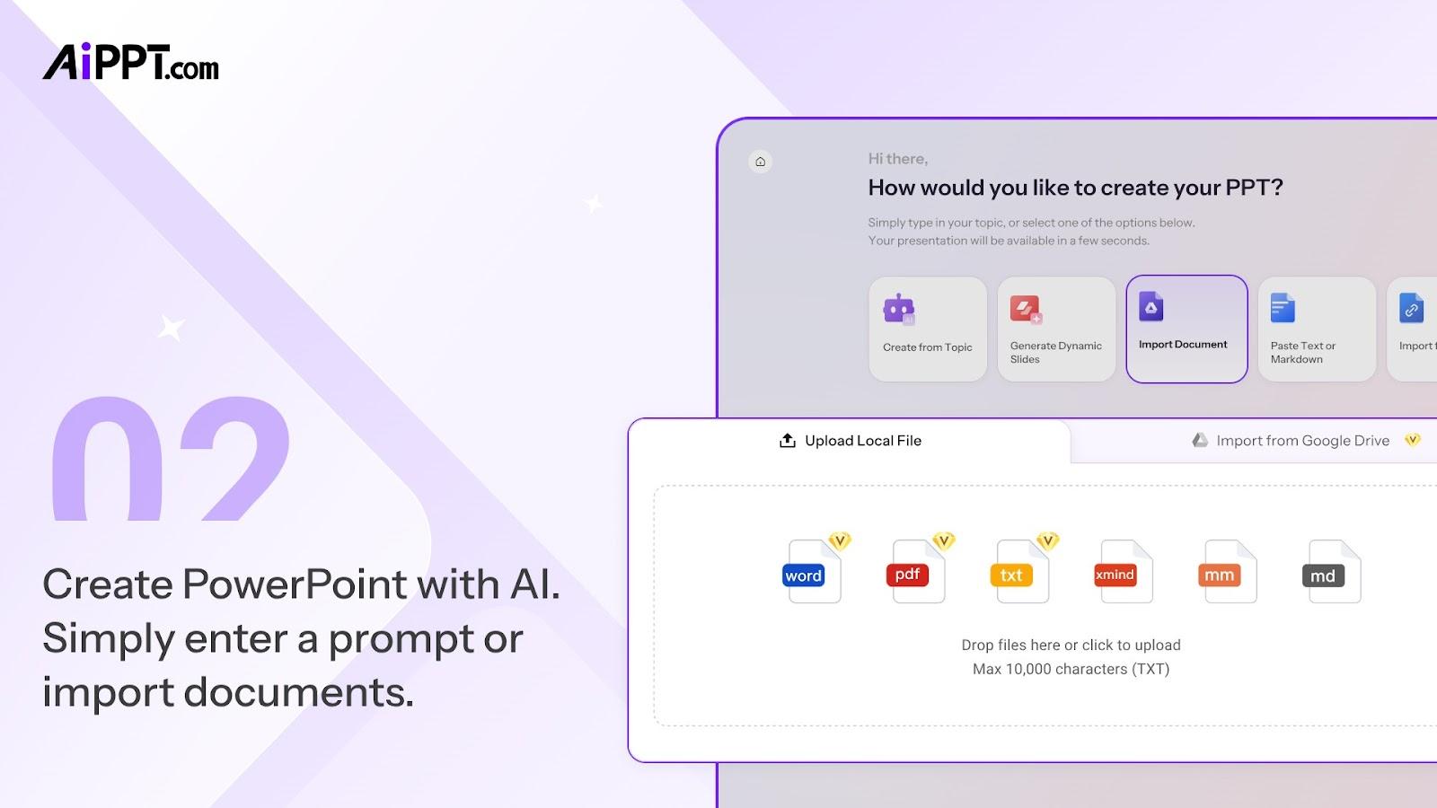 Document import to slides