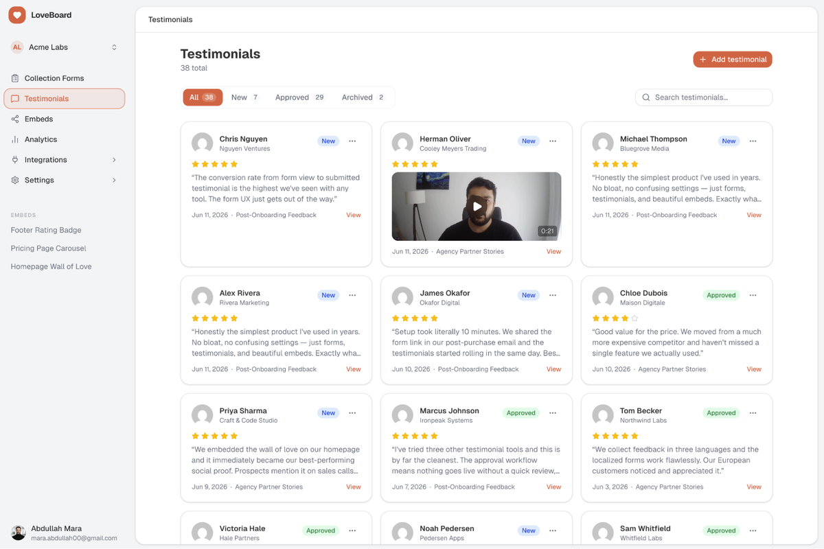 Make it easy to collect testimonials