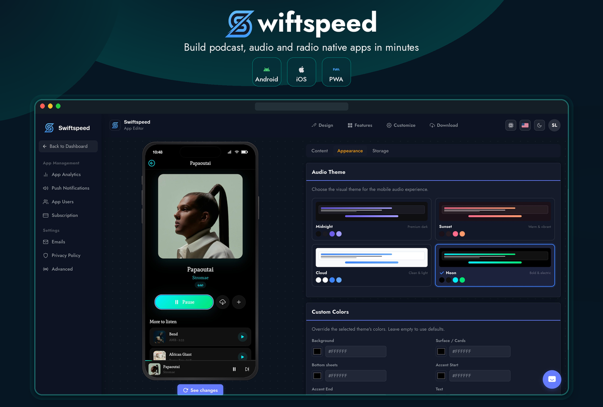 Stream audio, podcasts, and radio natively