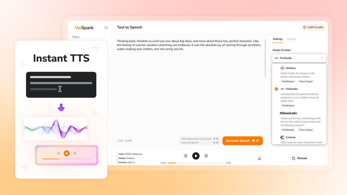 Transform text to speech