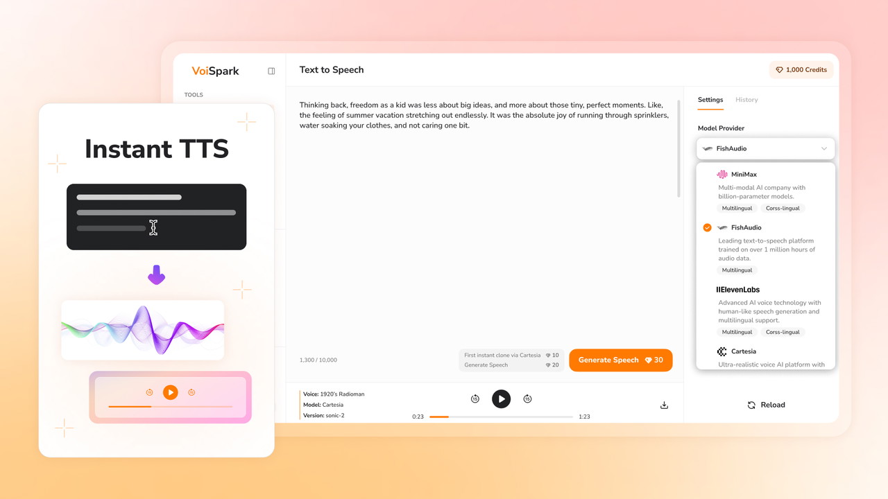 Transform text to speech