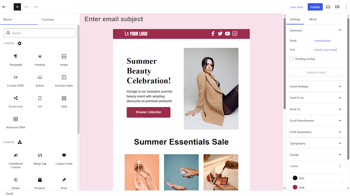 Drag-and-drop email editor
