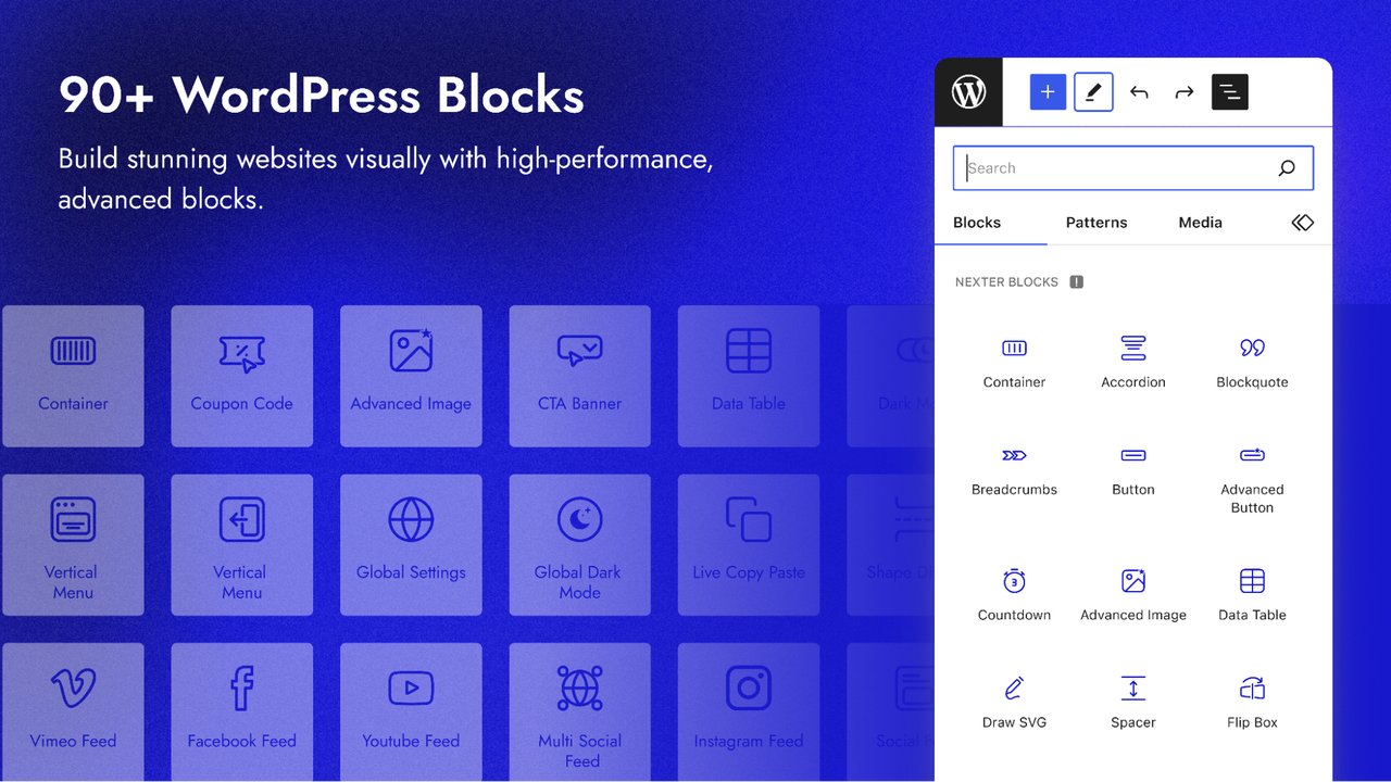 Design your site with 90+ blocks