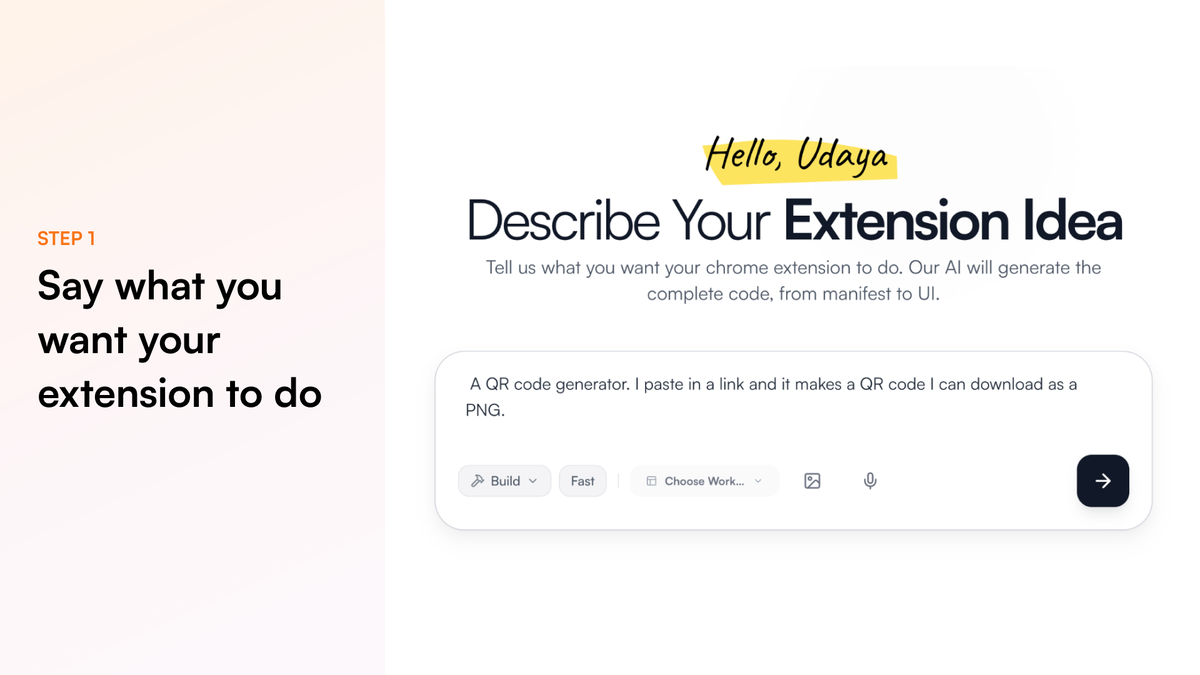 Say what you want your extension to do