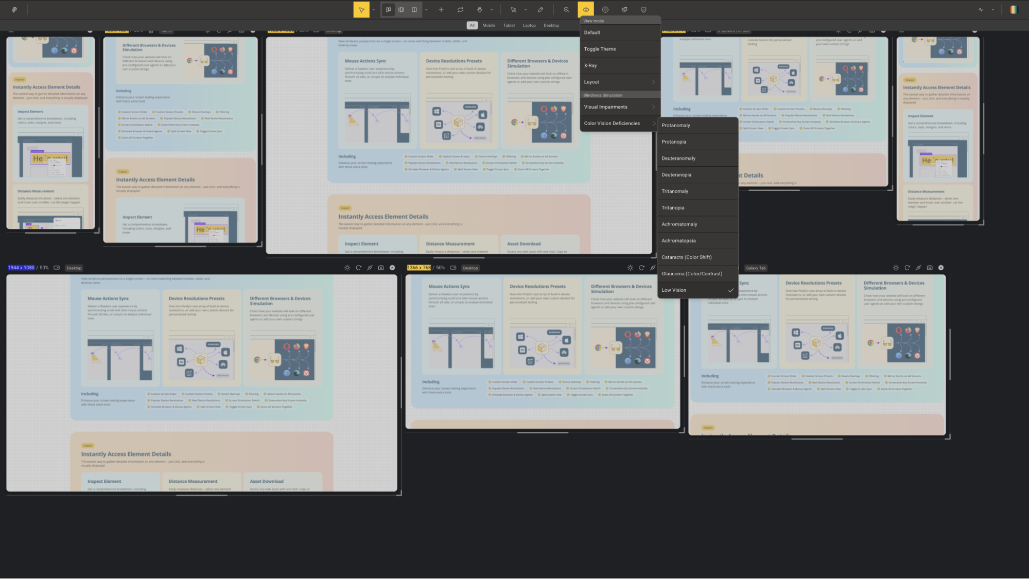 Blindness simulation preview