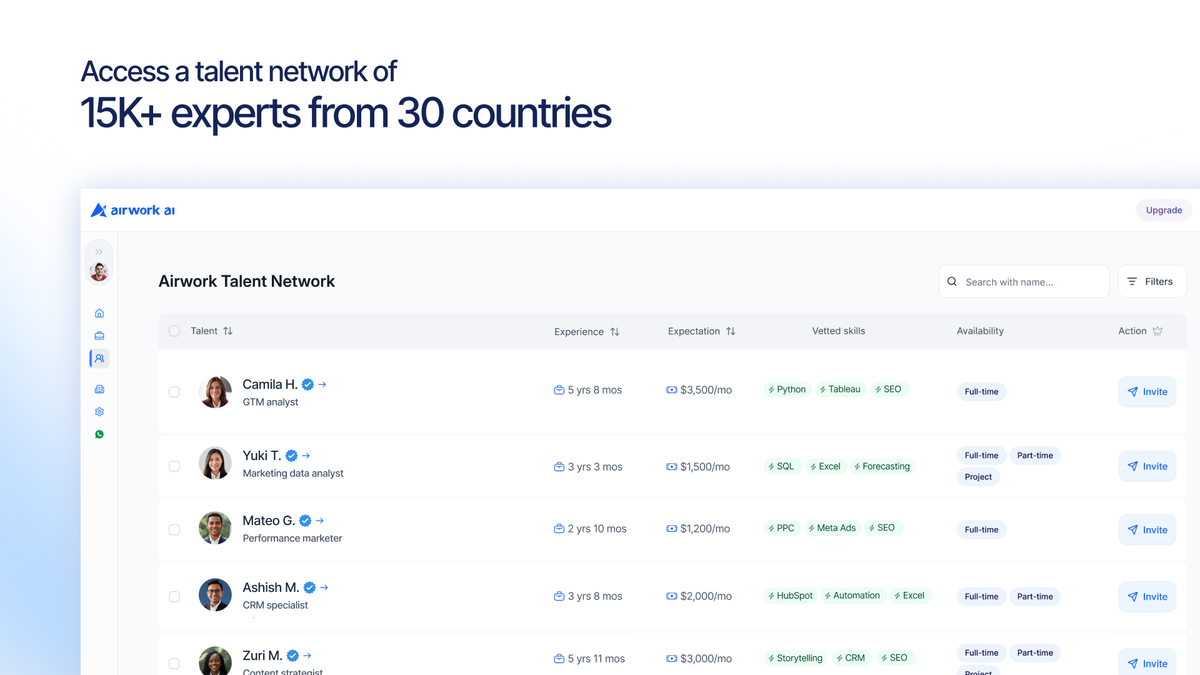 Tap into a global pool of vetted talent