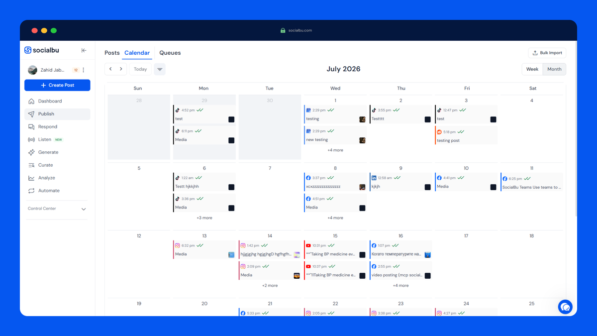 Content calendar overview