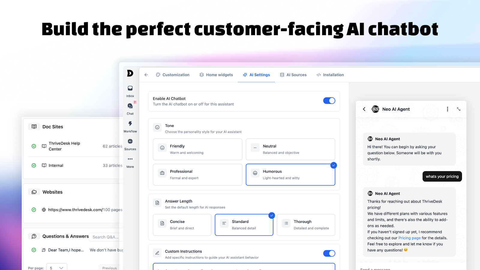 Customer-facing AI chatbot