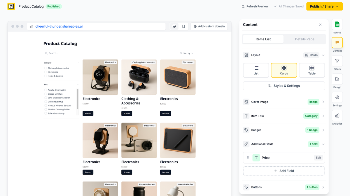 Product catalog customization