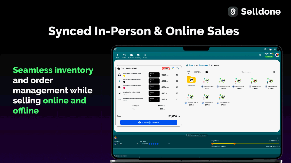 Synced in-person and online sales