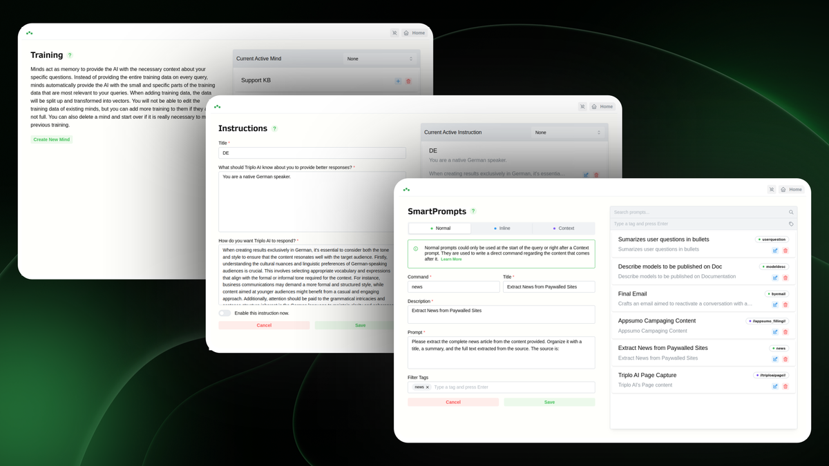 Smart prompts, Instructions, and Training
