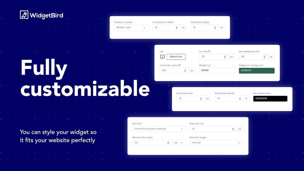 Widget customization options