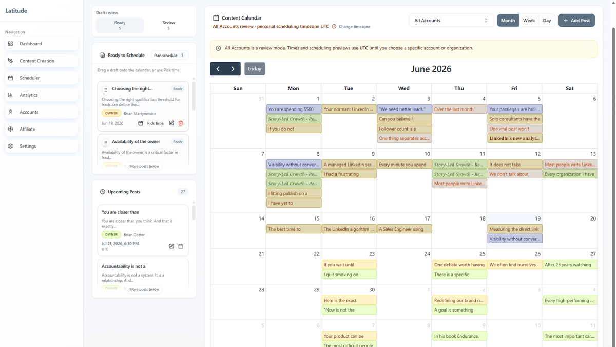 Content calendar