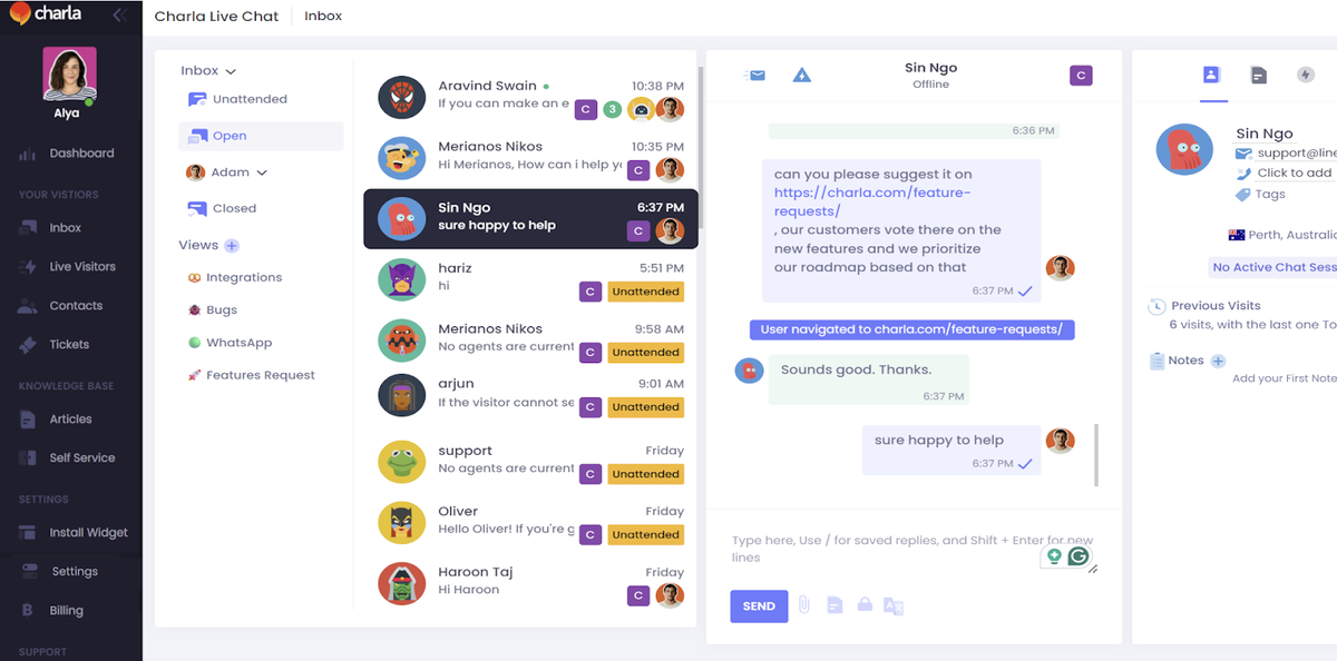 Chat across channels with a unified inbox
