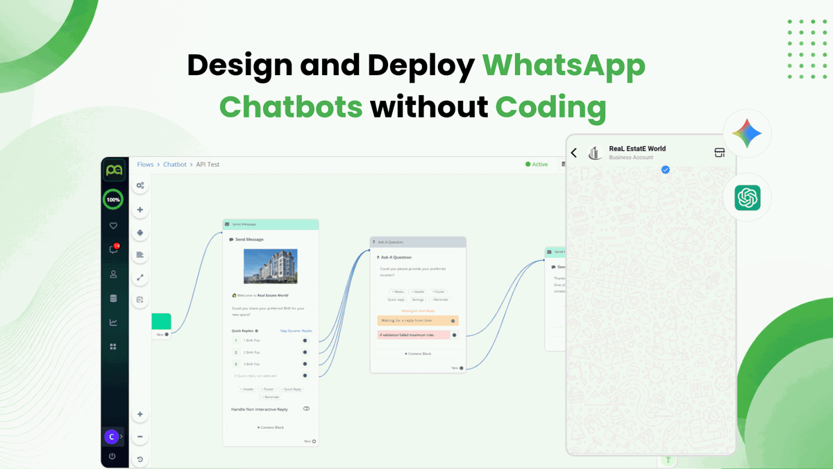 Visual chatbot flow builder