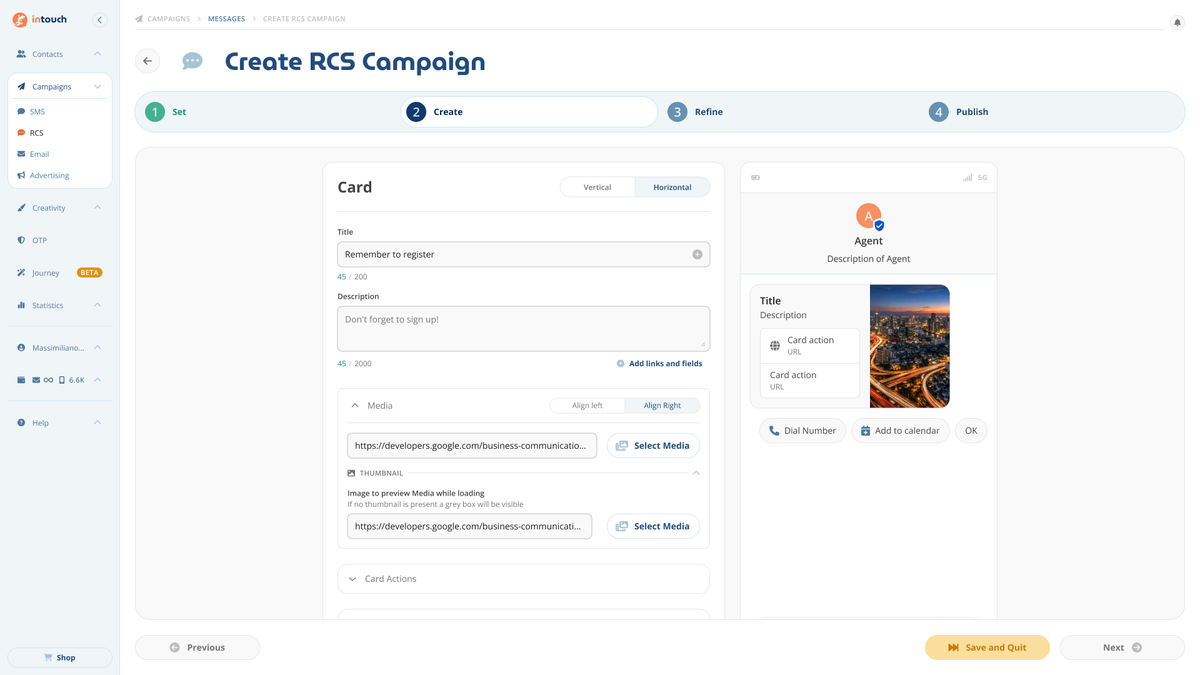Add SMS and RCS to your campaigns