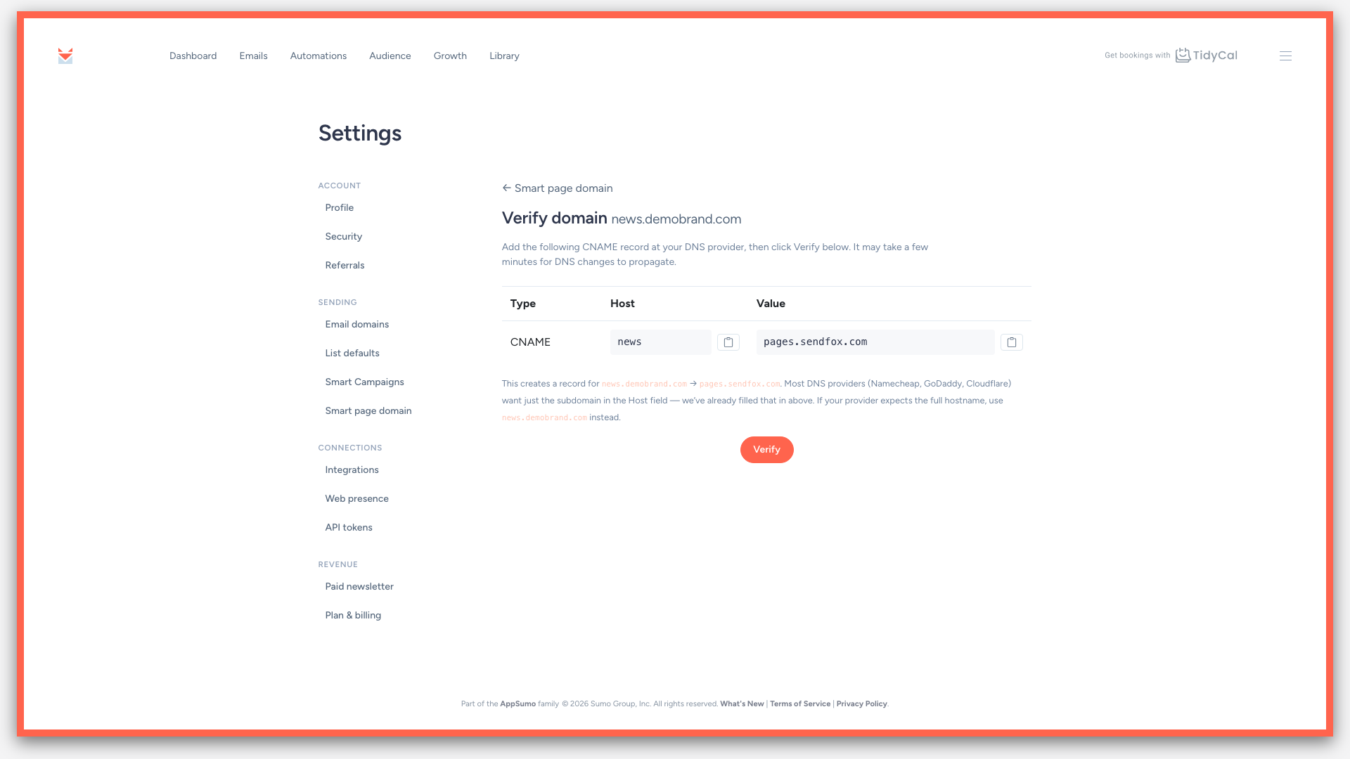 Smart Page custom domain