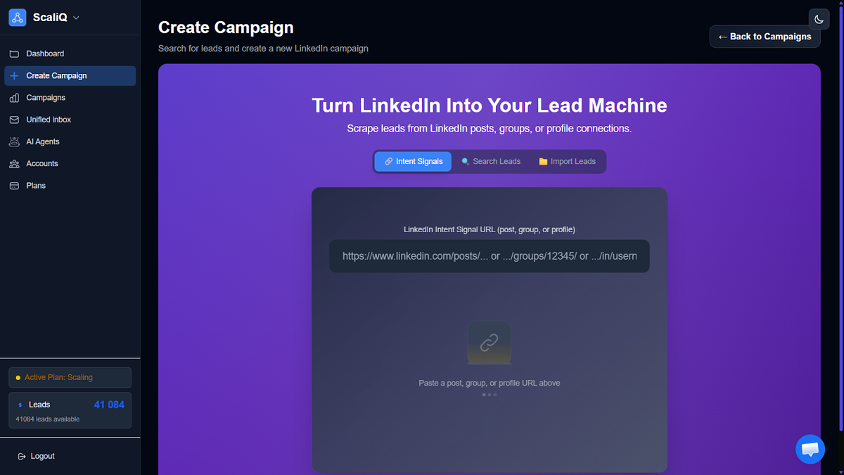 LinkedIn intent search engine