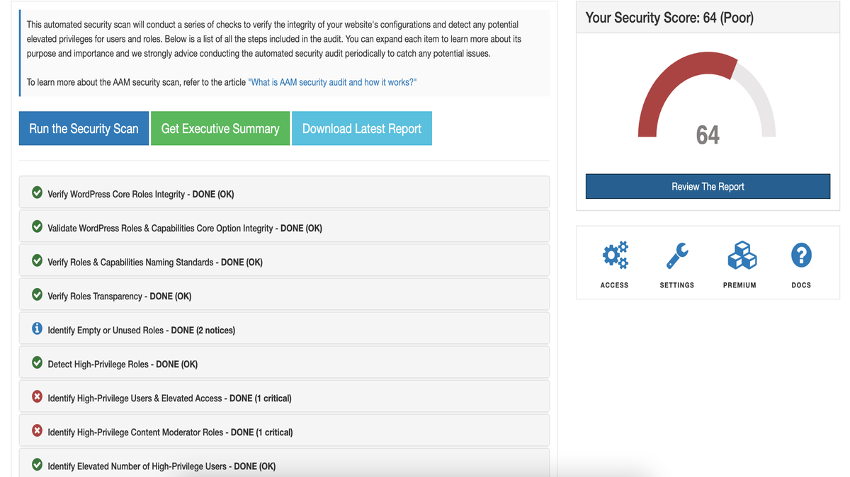 Security scan and score