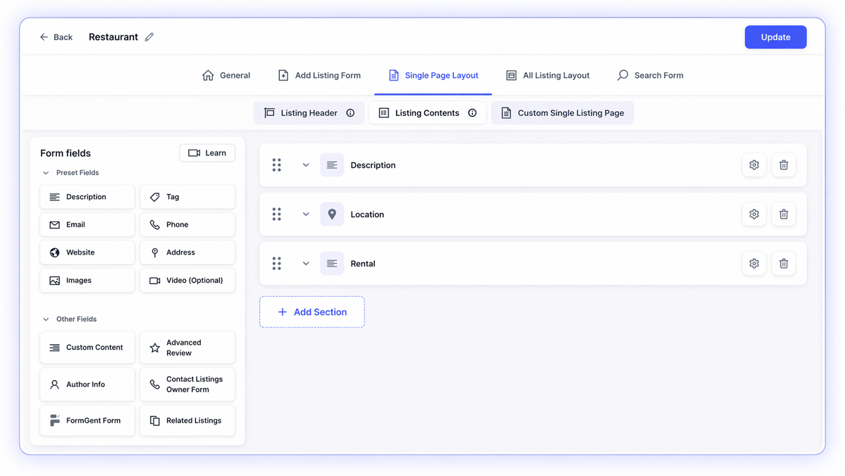 Design your directory, field by field