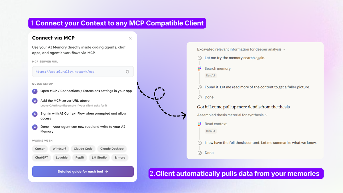 Connect your memory to any MCP-compatible tool