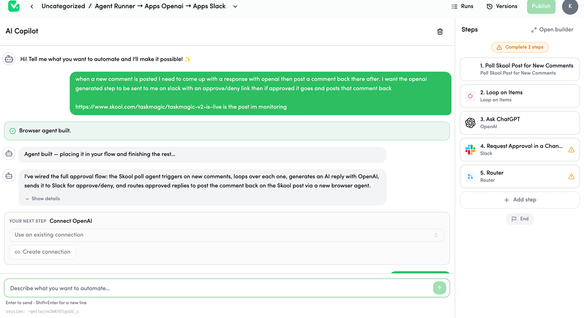 Let AI build your automations in plain English