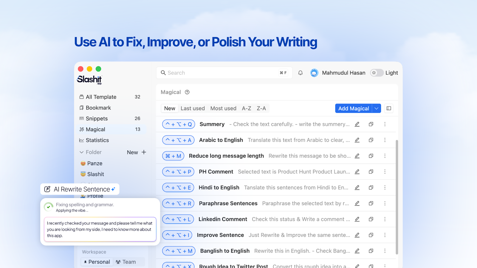 AI writing improvement