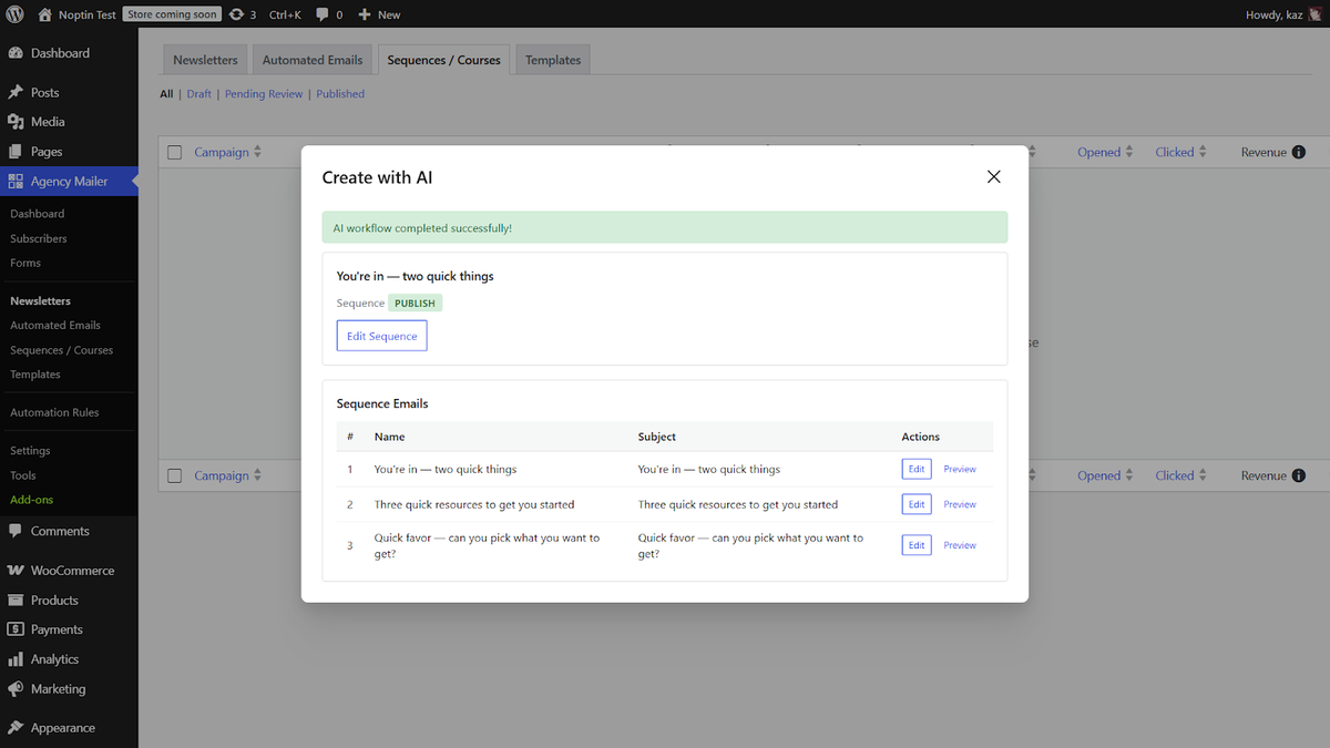 Sequence builder workflow