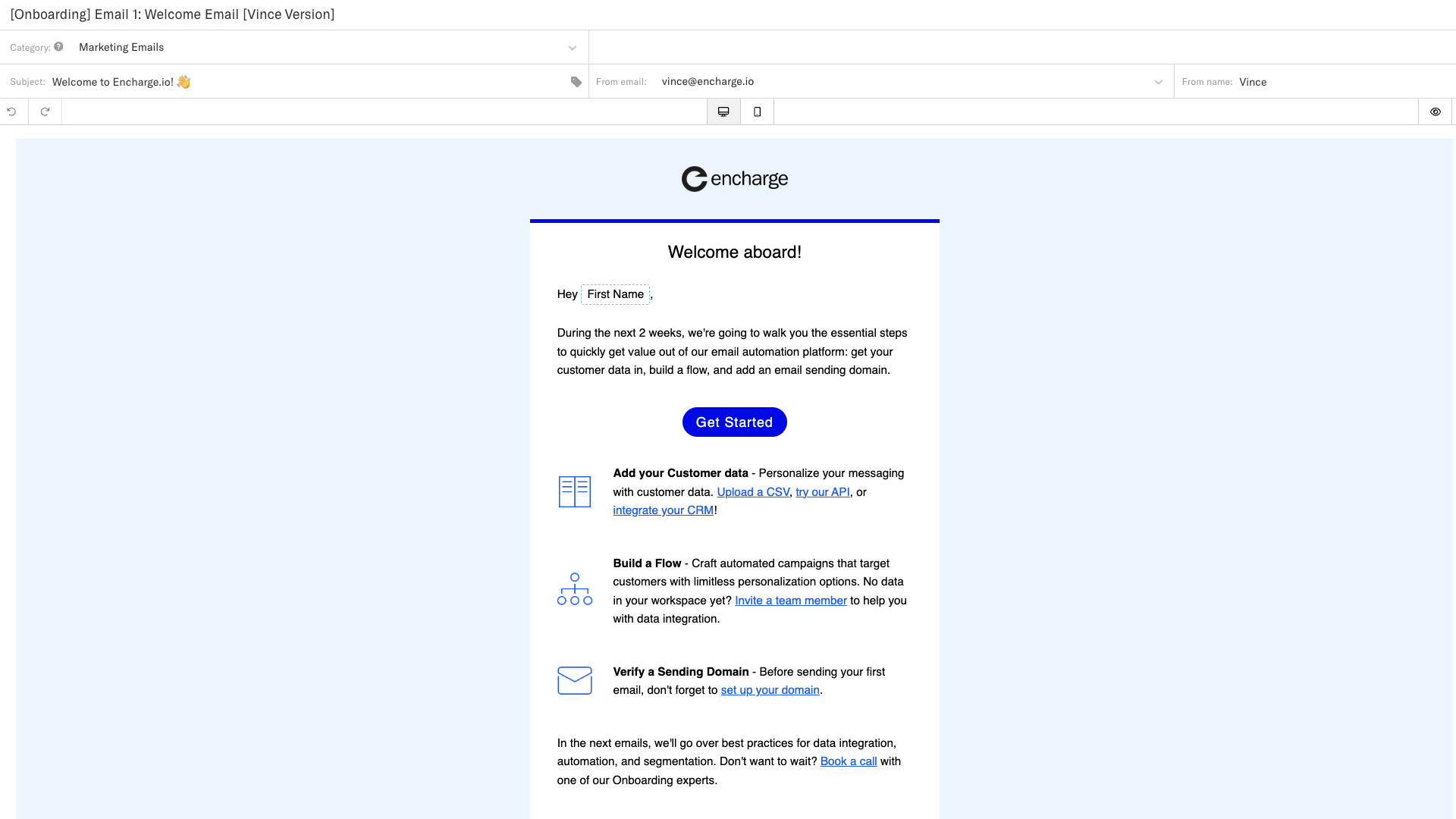 Drag-and-drop email editor