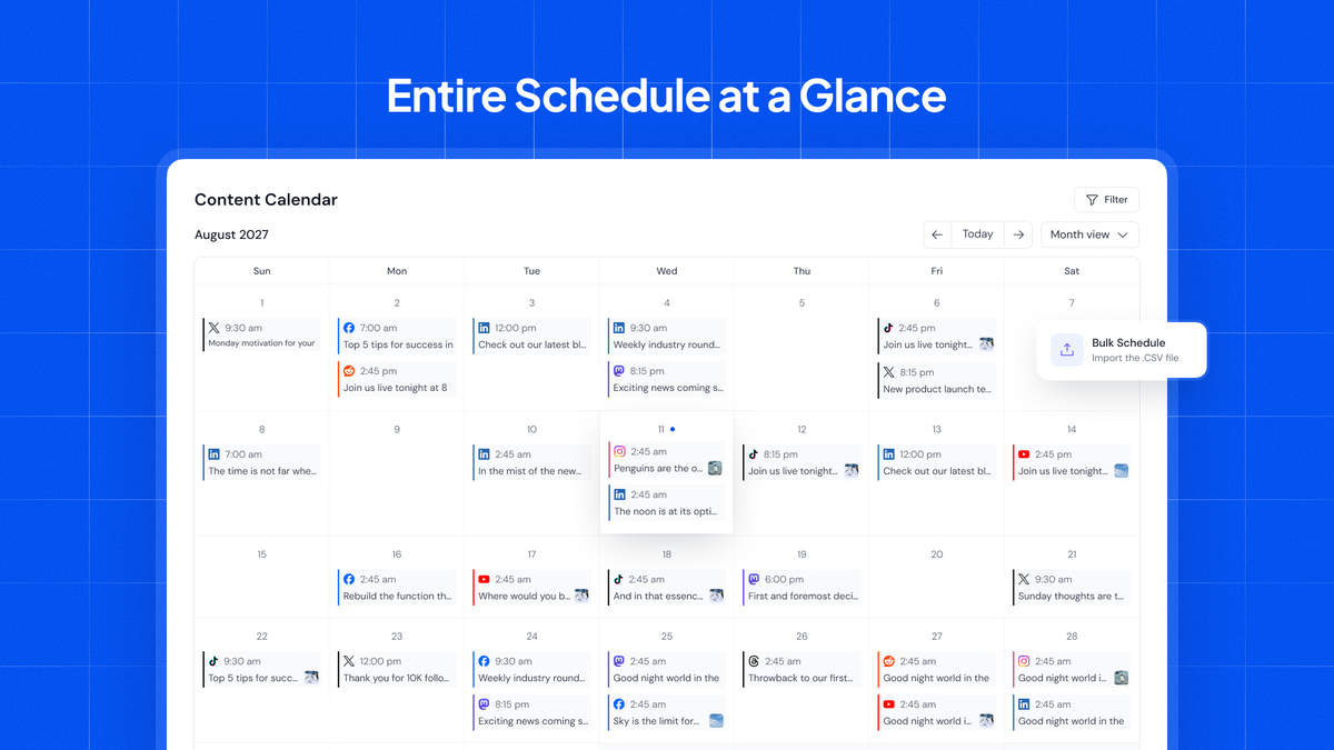 Content calendar overview